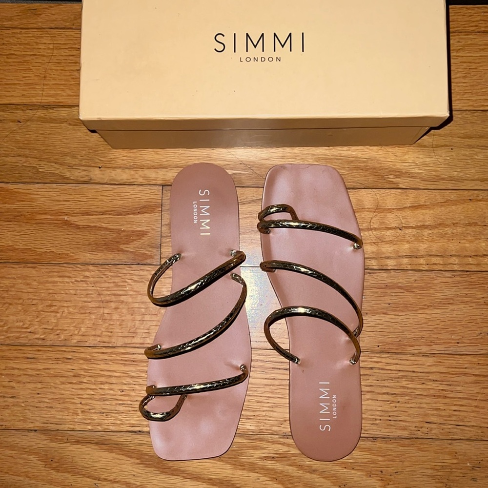 Simmi shoes Eva sandals light gold snake